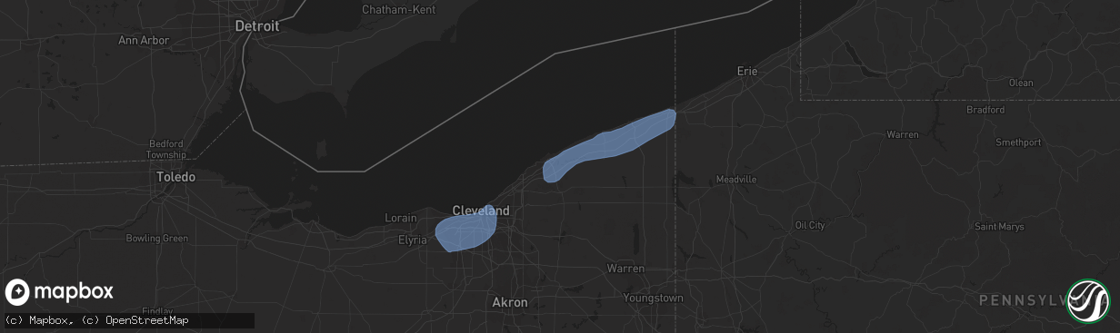 Hail map in Painesville, OH on August 17, 2019