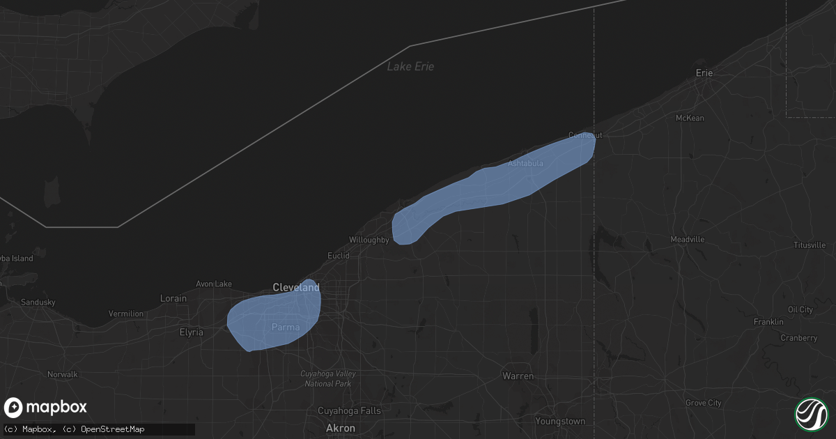 Hail map in Painesville, OH on August 17, 2019