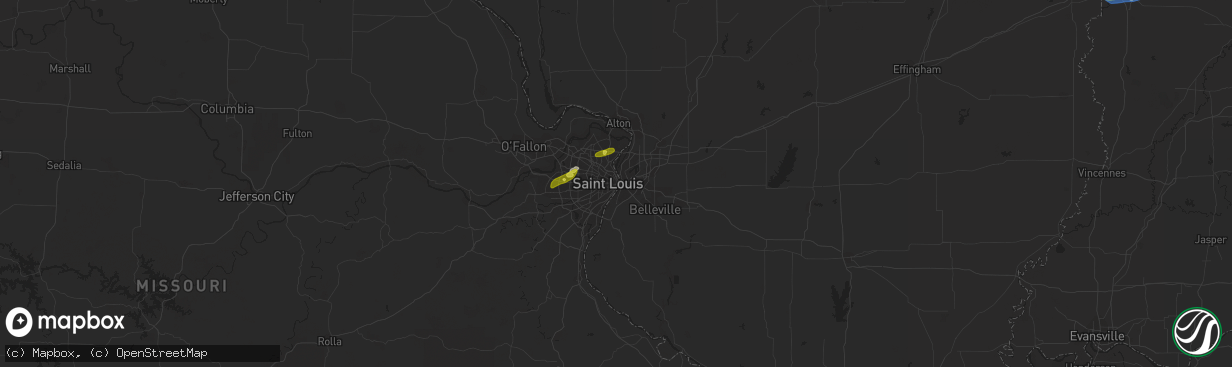 Hail map in Saint Louis, MO on August 17, 2019