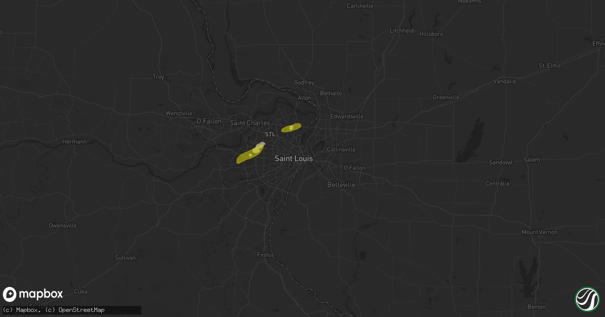 Hail map in Saint Louis, MO on August 17, 2019
