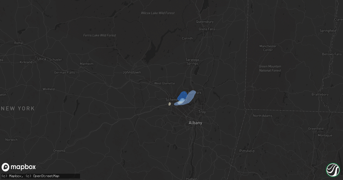Hail map in Schenectady, NY on August 17, 2019