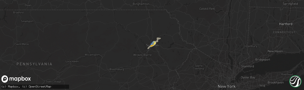 Hail map in Scranton, PA on August 17, 2019