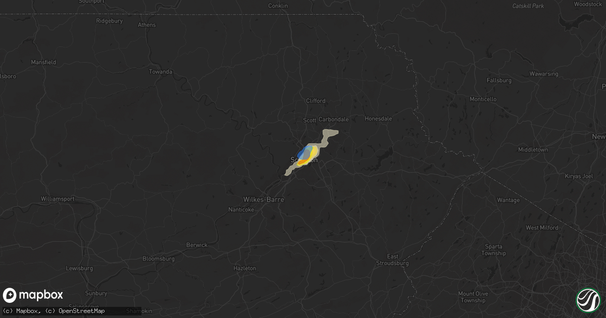 Hail map in Scranton, PA on August 17, 2019