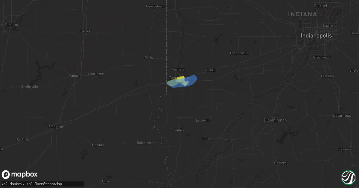 Hail map in Terre Haute, IN on August 17, 2019