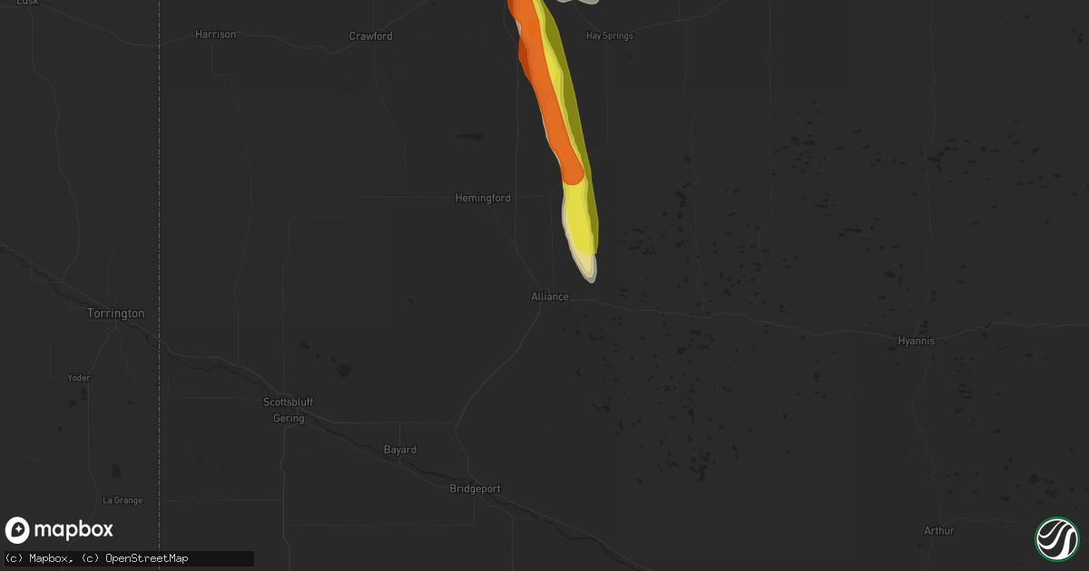 Hail map in Alliance, NE on August 17, 2020