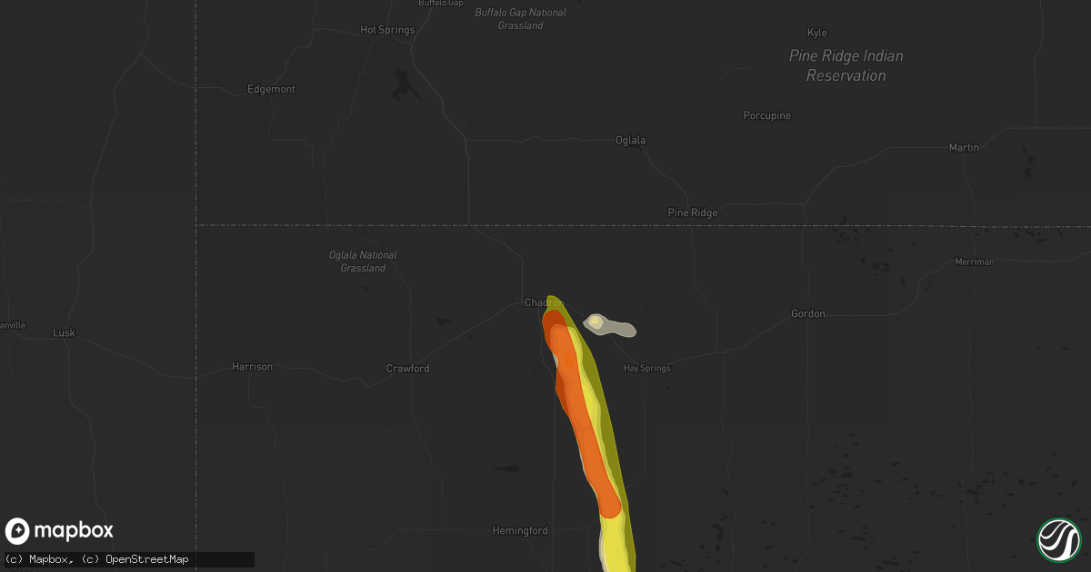 Hail map in Chadron, NE on August 17, 2020