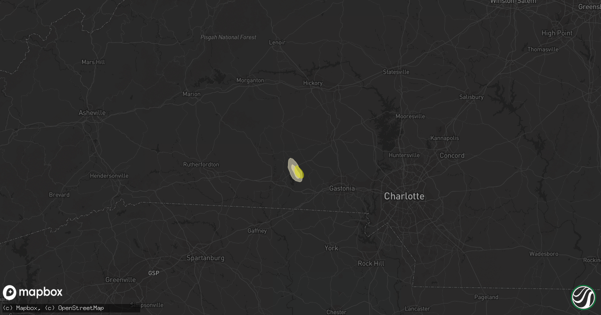 Hail map in Cherryville, NC on August 17, 2020