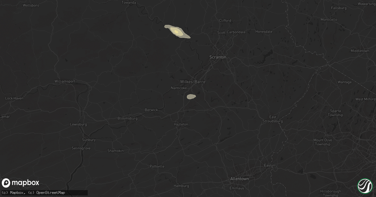 Hail map in Mountain Top, PA on August 17, 2020