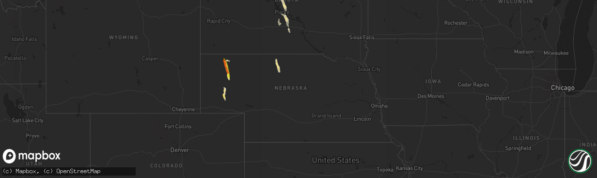 Hail map in Nebraska on August 17, 2020