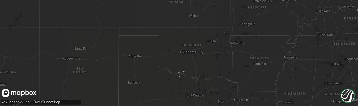Hail map in Oklahoma on August 17, 2020