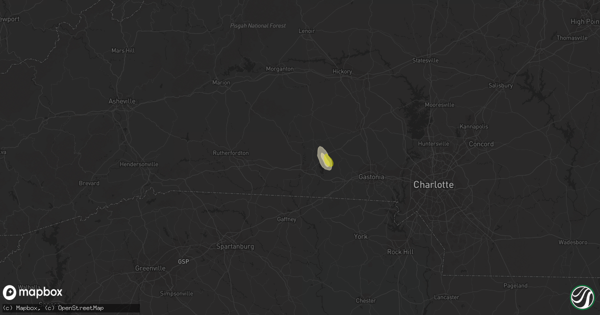 Hail map in Shelby, NC on August 17, 2020