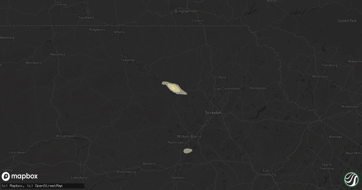 Hail map in Tunkhannock, PA on August 17, 2020