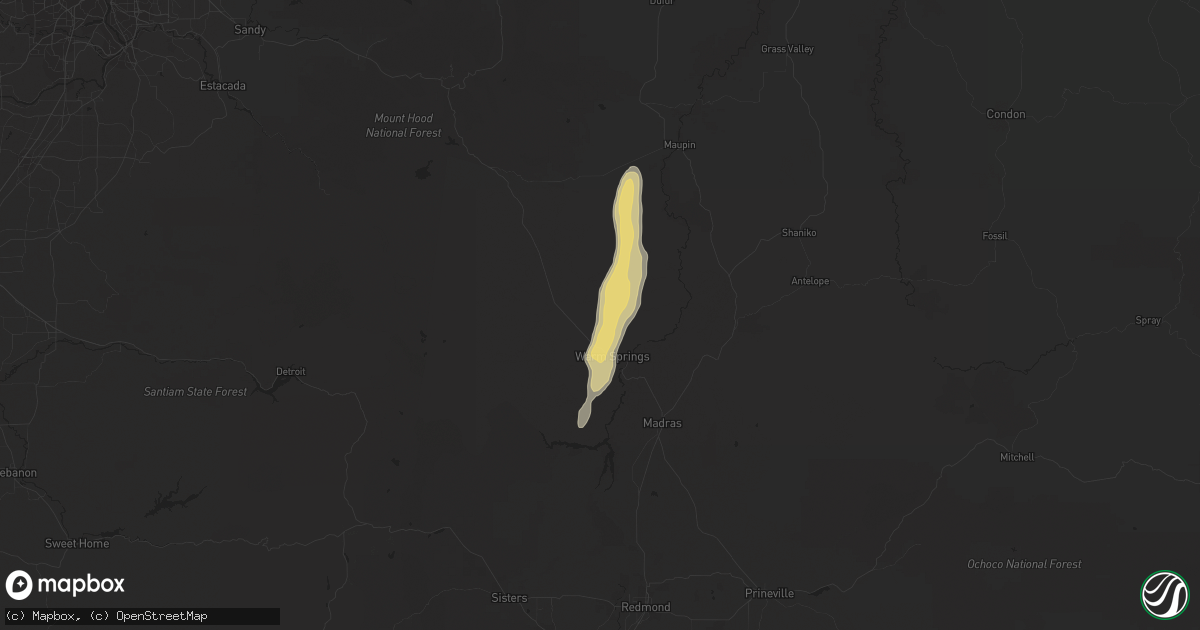 Hail map in Warm Springs, OR on August 17, 2020