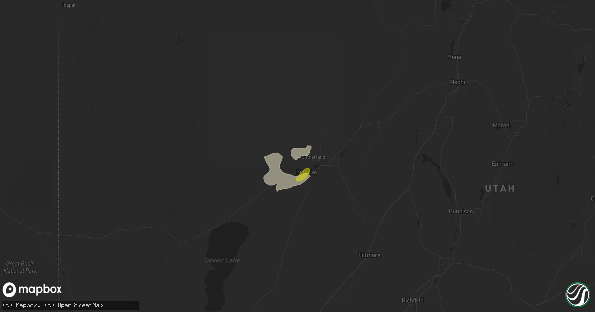 Hail map in Hinckley, UT on August 17, 2021