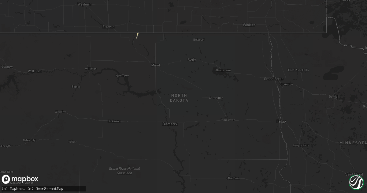 Hail map in North Dakota on August 17, 2021