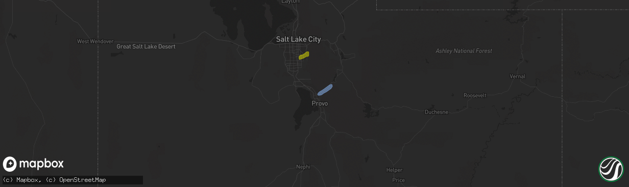 Hail map in Orem, UT on August 17, 2021