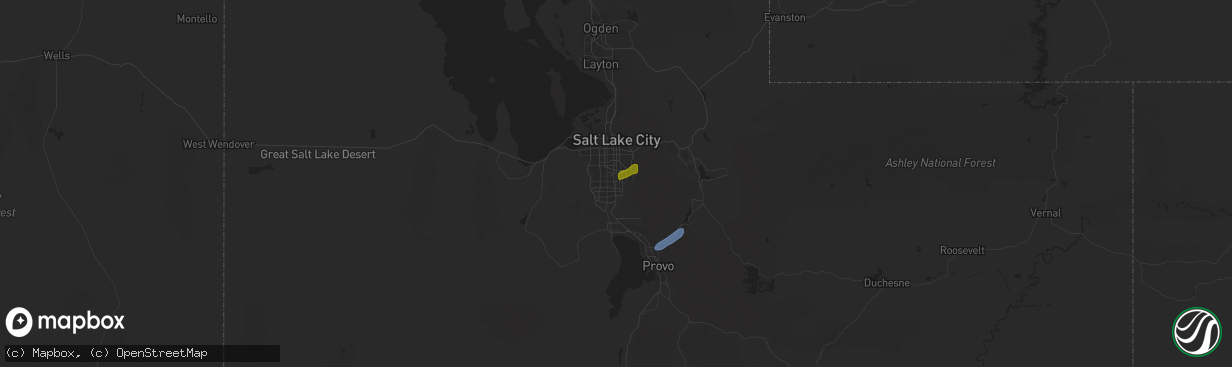 Hail map in Sandy, UT on August 17, 2021