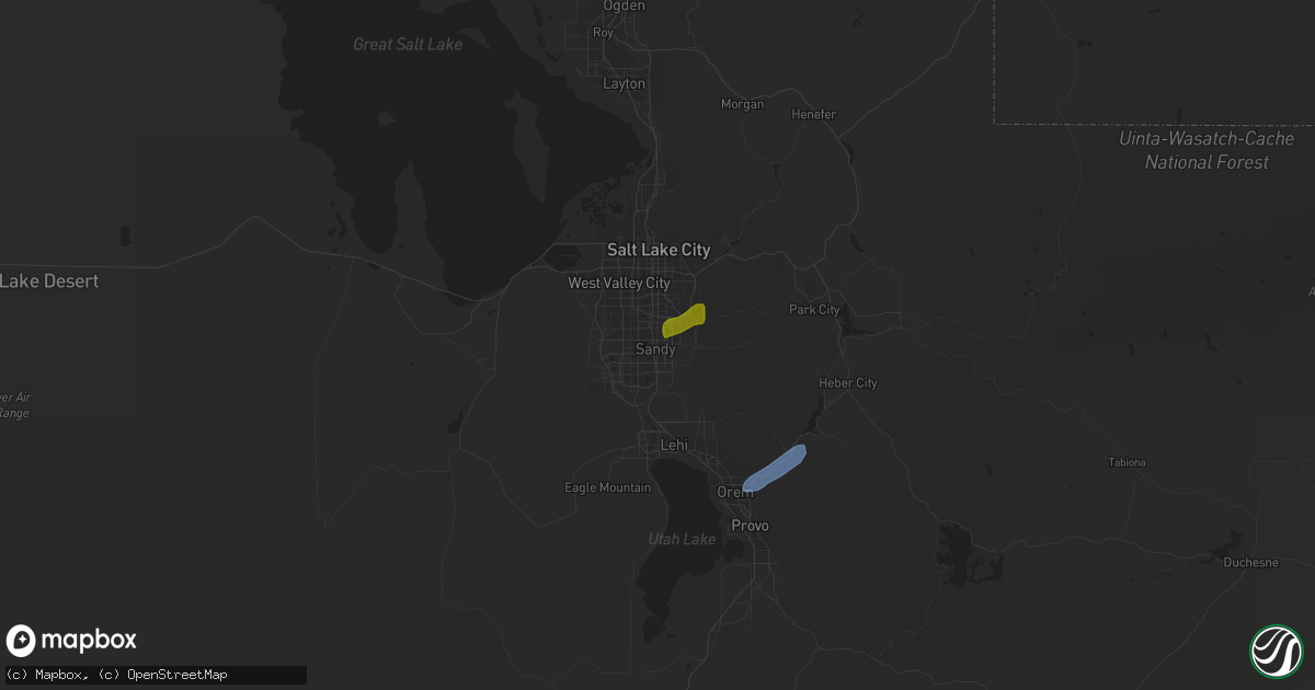 Hail map in Sandy, UT on August 17, 2021