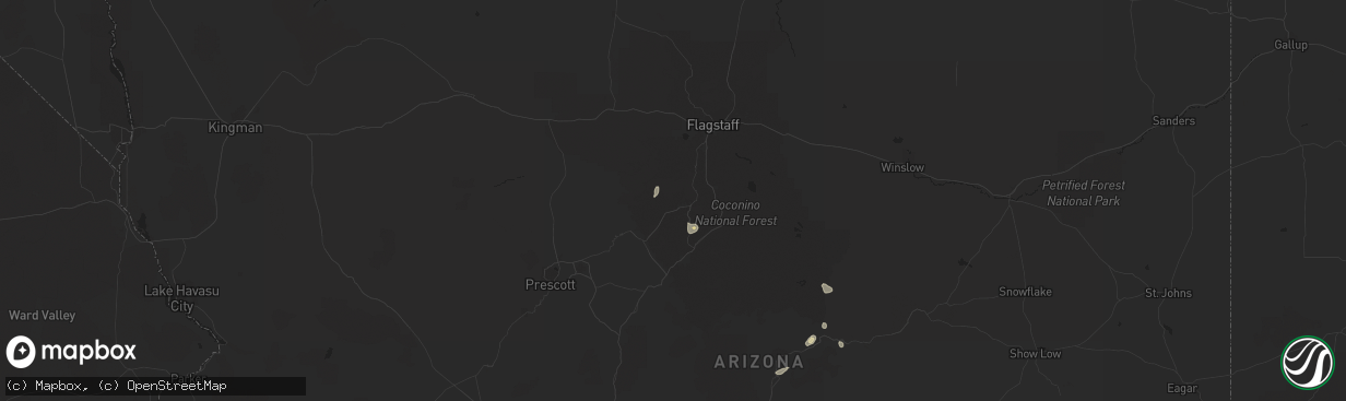 Hail map in Sedona, AZ on August 17, 2021