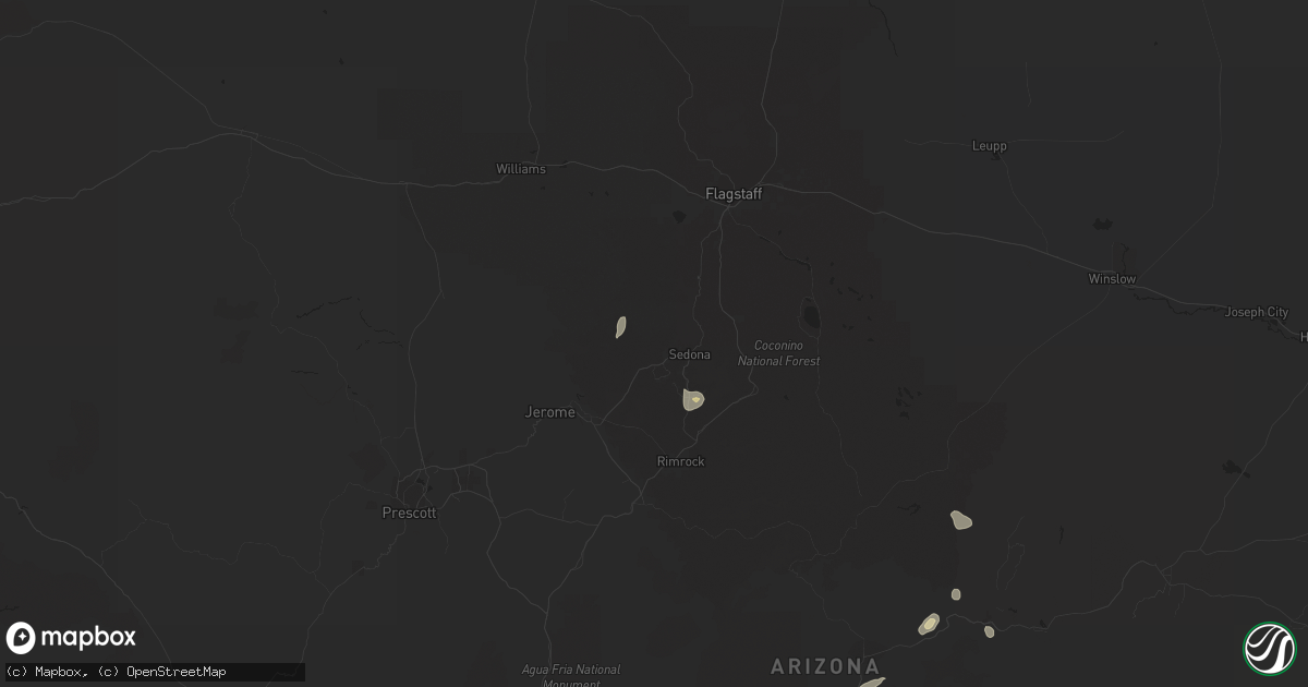 Hail map in Sedona, AZ on August 17, 2021