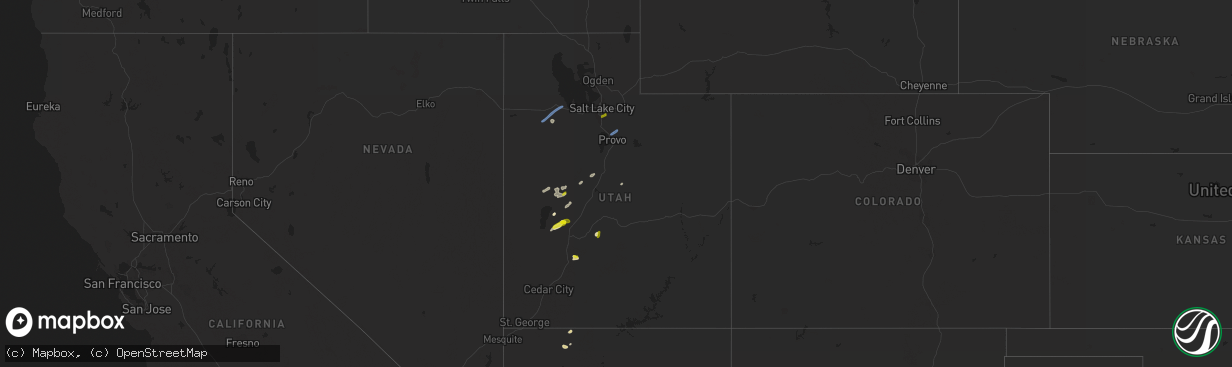 Hail map in Utah on August 17, 2021