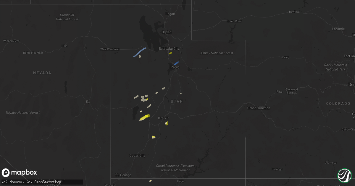 Hail map in Utah on August 17, 2021