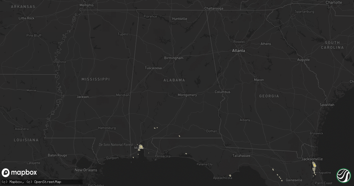 Hail map in Alabama on August 17, 2022