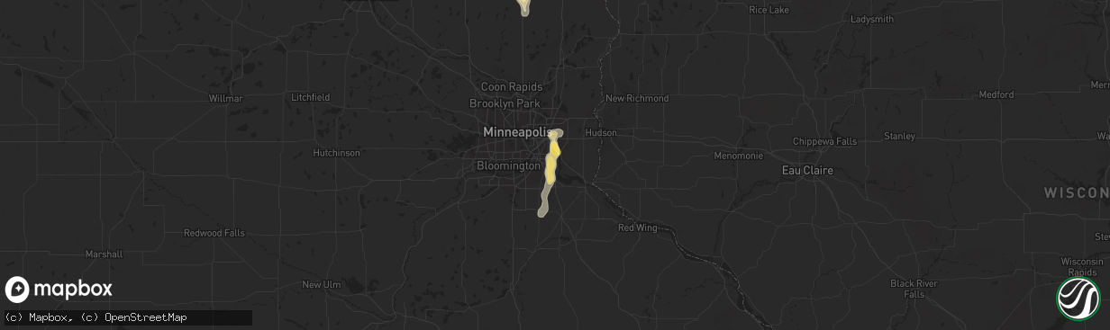 Hail map in Inver Grove Heights, MN on August 17, 2022