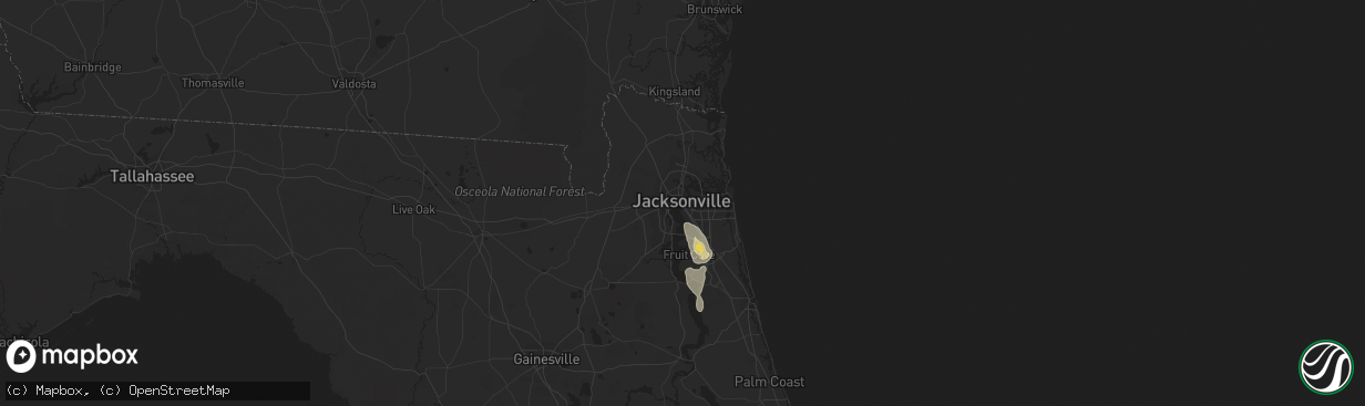 Hail map in Jacksonville, FL on August 17, 2022