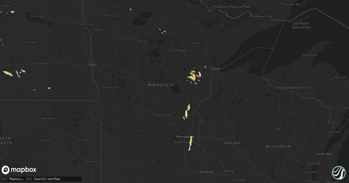 Hail map in Minnesota on August 17, 2022