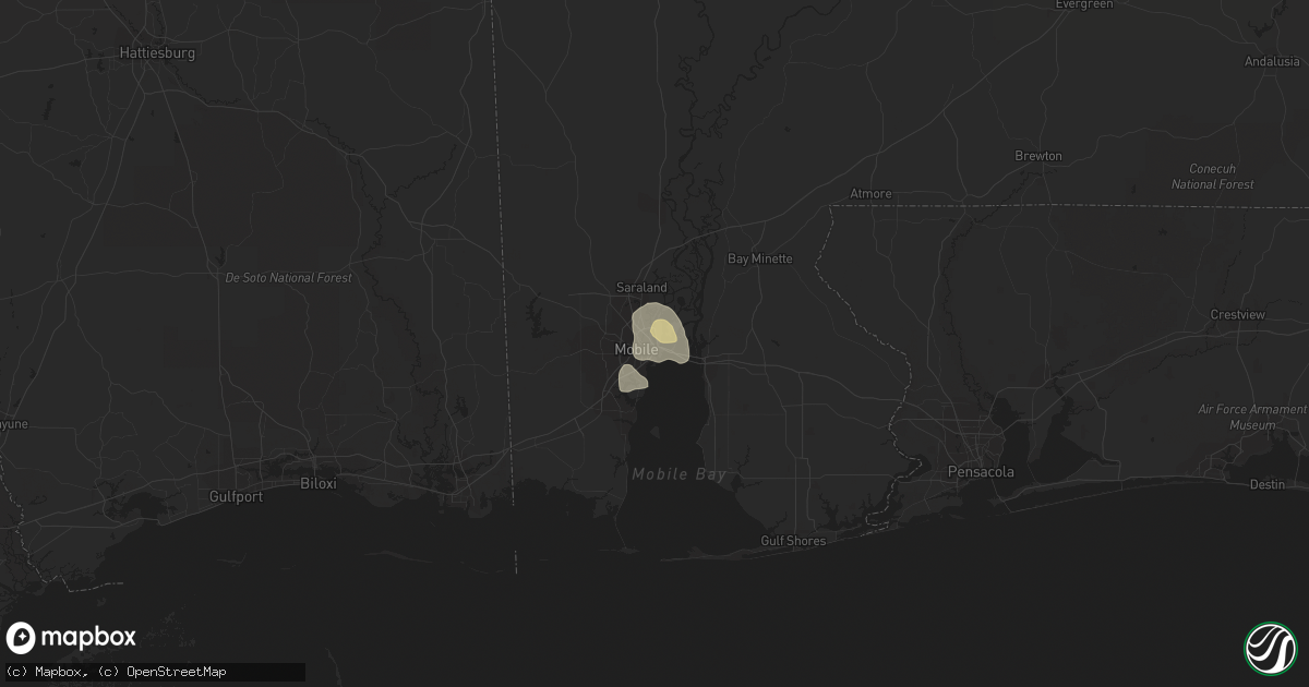 Hail map in Mobile, AL on August 17, 2022