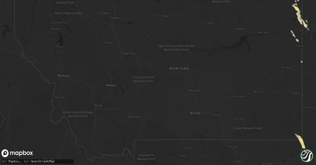 Hail map in Montana on August 17, 2022