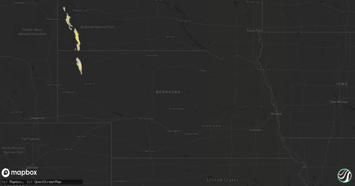 Hail map in Nebraska on August 17, 2022