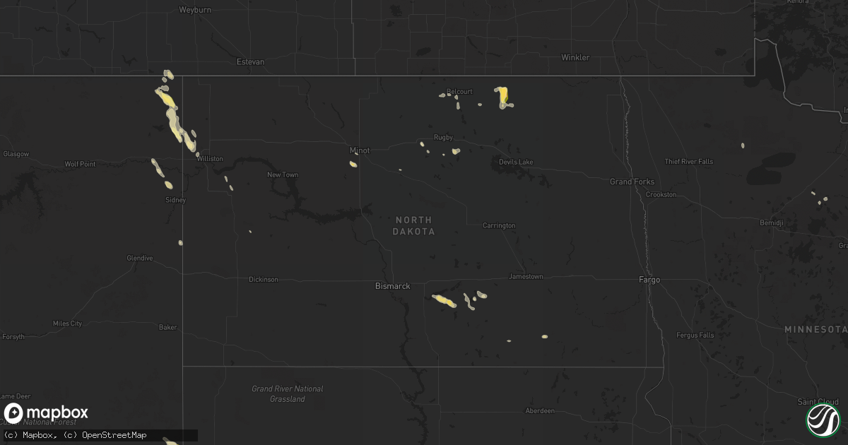 Hail map in North Dakota on August 17, 2022