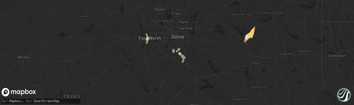 Hail map in Red Oak, TX on August 17, 2022