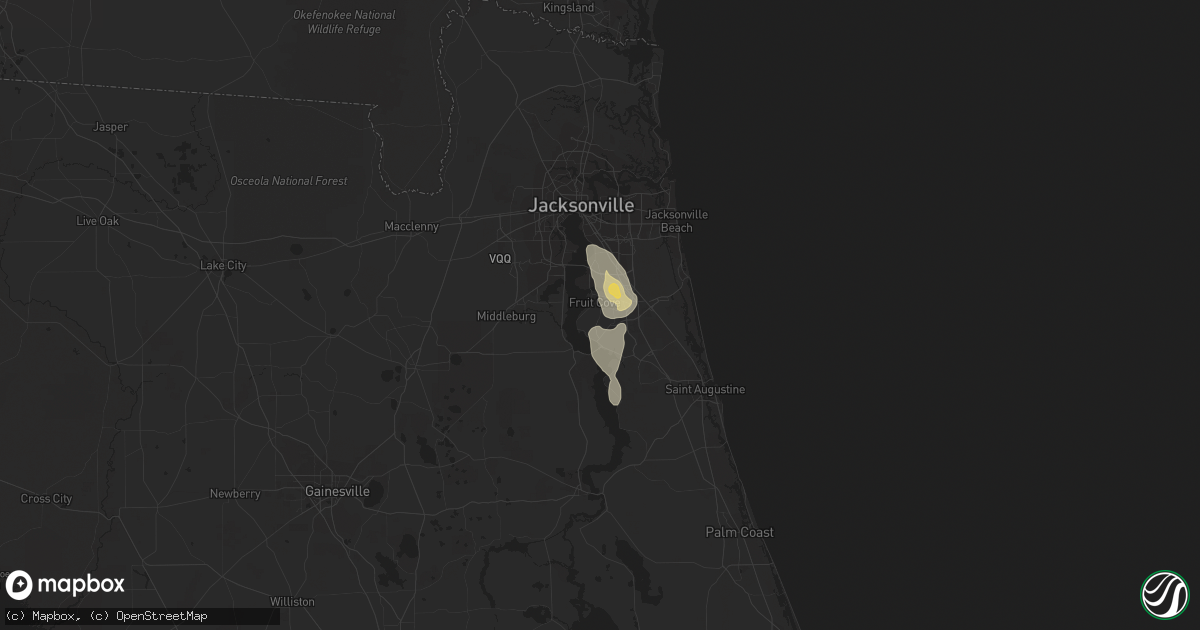Hail map in Saint Johns, FL on August 17, 2022