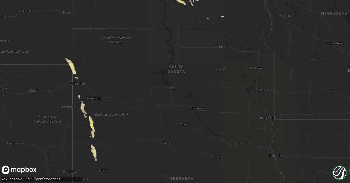 Hail map in South Dakota on August 17, 2022