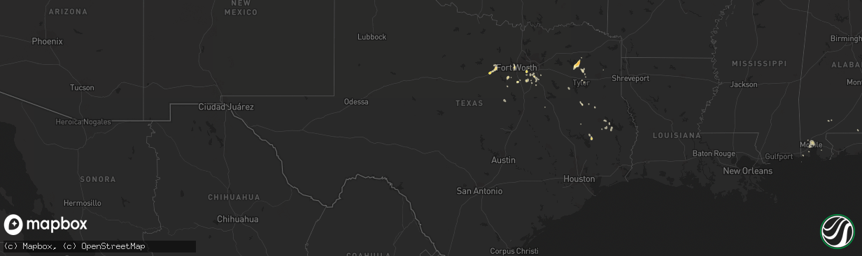 Hail map in Texas on August 17, 2022