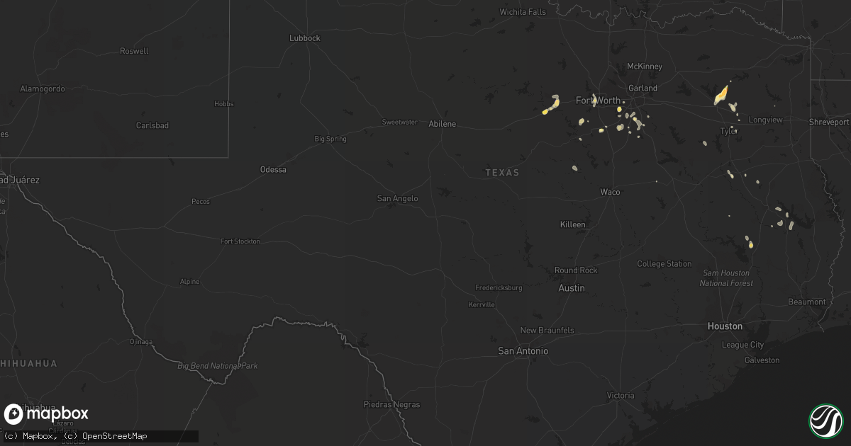 Hail map in Texas on August 17, 2022