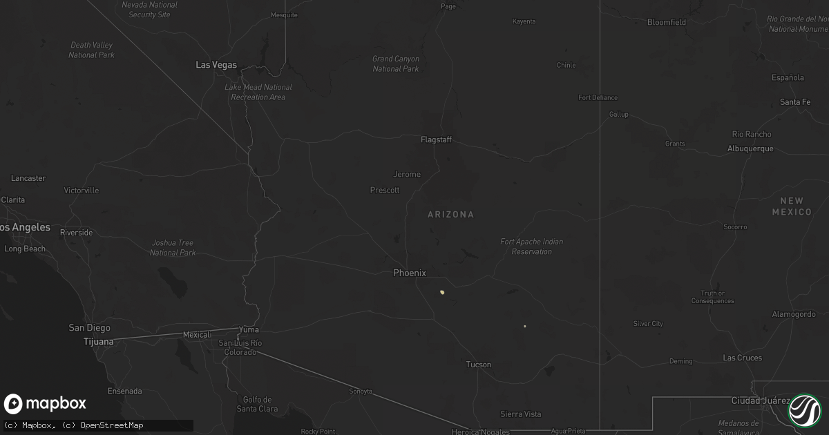 Hail map in Arizona on August 17, 2023