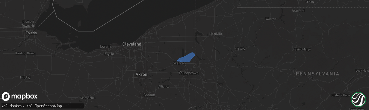 Hail map in Cortland, OH on August 17, 2023