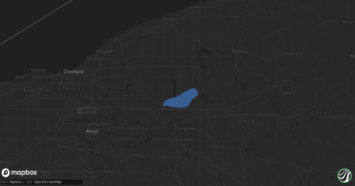 Hail map in Cortland, OH on August 17, 2023