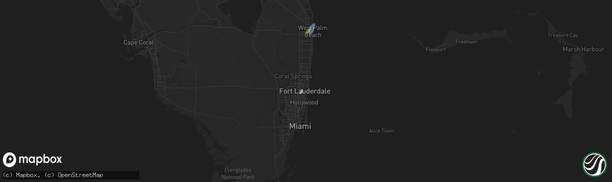 Hail map in Fort Lauderdale, FL on August 17, 2023
