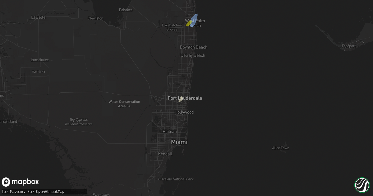 Hail map in Fort Lauderdale, FL on August 17, 2023