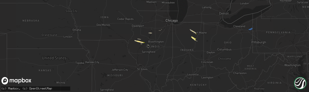 Hail map in Illinois on August 17, 2023