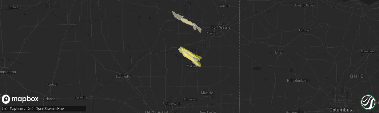 Hail map in La Fontaine, IN on August 17, 2023