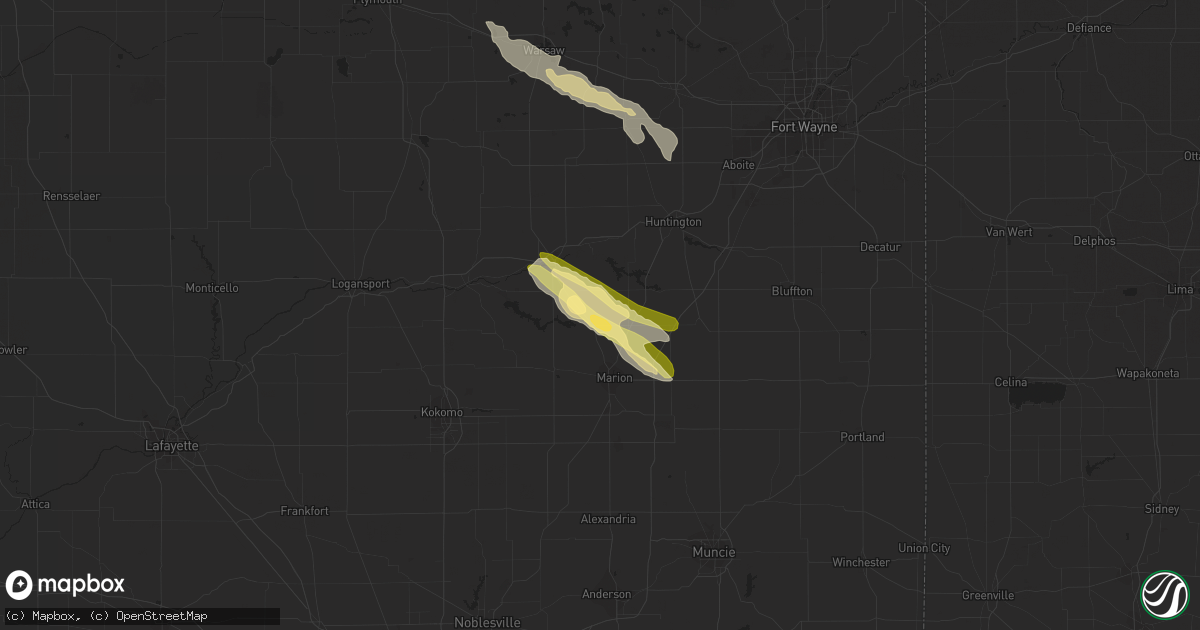 Hail map in La Fontaine, IN on August 17, 2023