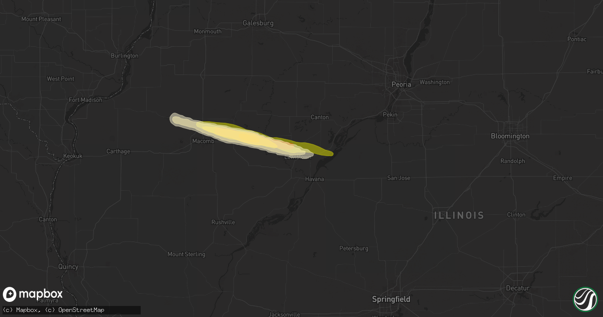 Hail map in Lewistown, IL on August 17, 2023