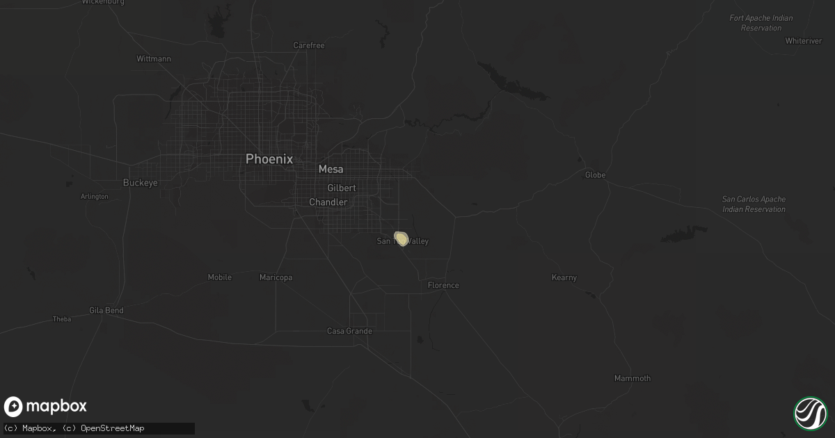 Hail map in San Tan Valley, AZ on August 17, 2023