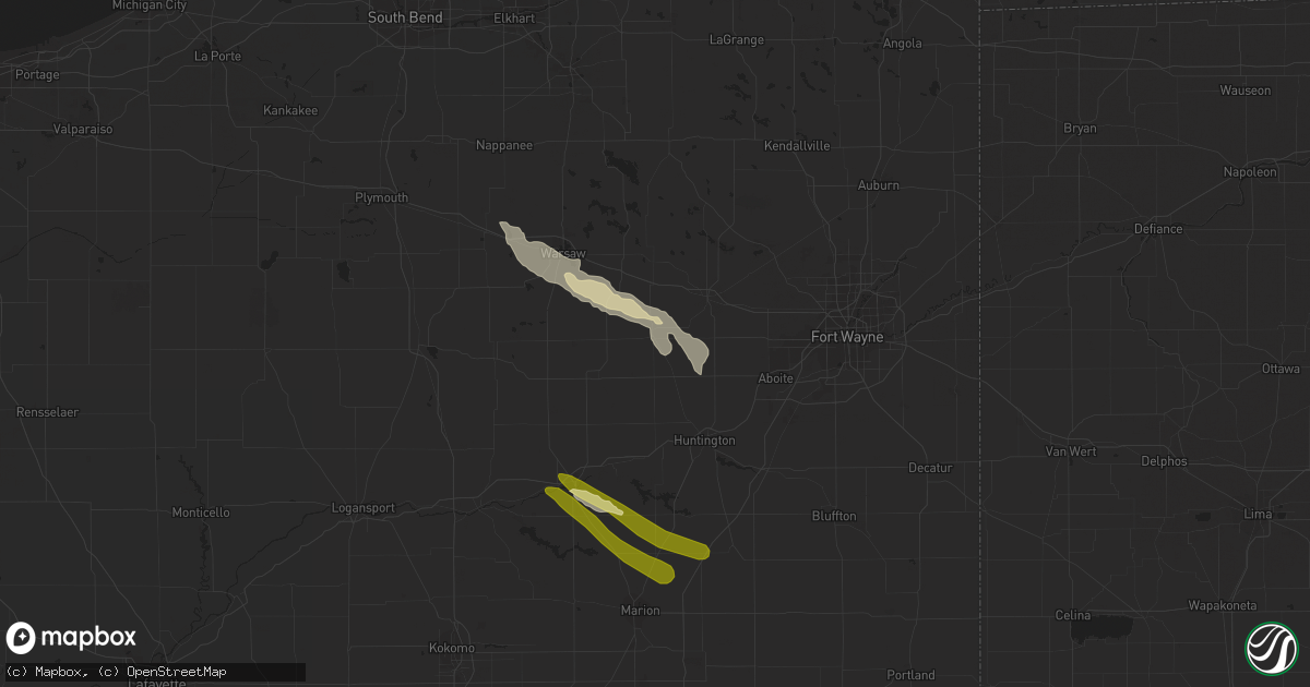 Hail map in South Whitley, IN on August 17, 2023